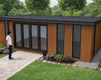 Insulated Garden Room Plans – 8×5m (26x16ft) DIY Office, Studio (PDF + 3D Model)