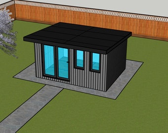 14ft x 10ft garden room plans - build your own garden room - detailed DIY plans - 3D drawings and instructions - metric (mm)