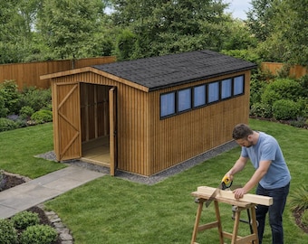 4.8×3m (16x10ft) Garden Workshop Plans + 3D Model Full Build Guide