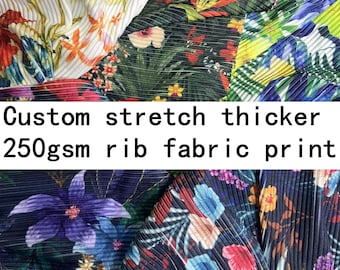 Custome 4 stretch way polyester /spandex thicker 250GSM ribbed print  ideas for Swimwear, yogawear, leggings, dancewear, Price sold by Yard