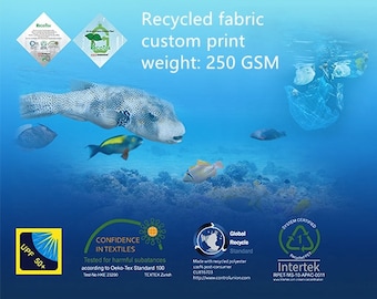 4 stretch way  250gsm thicker Recycled sustainable polyester spandex custom print works for swimwear, bikini, costume, Price sold by Yard