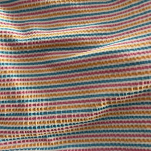 Width 130 CM , 4 stretch way weight  245GSM colorful strips dye seersucker fabric - ideas for swimwear, Price sold by Yard