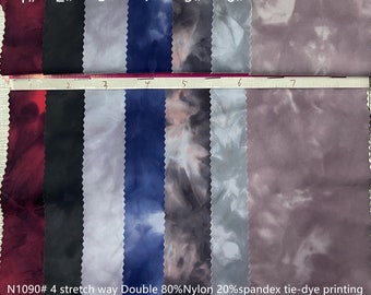 MN1090# 4 stretch way double brushed tie-dye print 80Nylon 20Spandex  fabric -  soft handing for leggings, activewear Price sold by Yard