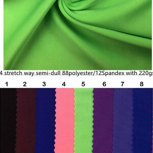 4 stretch way semi-dull 88Nylon / 12Spandex fabric 220gsm weight works dancewear, bikini sportswear, activewear, gym, Price sold by Yard