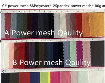 Three stretch power mesh quality A power Mesh/B power Mesh/C power Mesh- works for lingerie, bodywear dancewear, leotard, Price sold by Yard