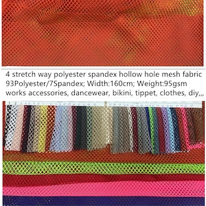4 stretchväggar 93 polyester/7 spandex ihåliga hålnät 95 g/m² arbetskläder för dans, bikini, kjolar, butik, accessoarer, gör-det-själv Pris per meter