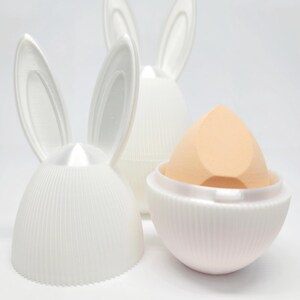 Beauty Blender Makeup Case White Satin Bunny Cosmetic Holder