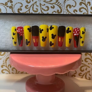 Inspired Hey Mickey set/fake nails/nails/full set/nails/disney