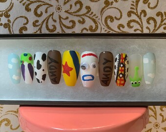 Hand Painted Toy Story Press On Nails - Disney Pixar Full Set
