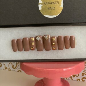 Coffee time set/fake nails/press on nails/full set/nails/glamour/