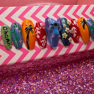 1. Lilo and Stitch inspired nails