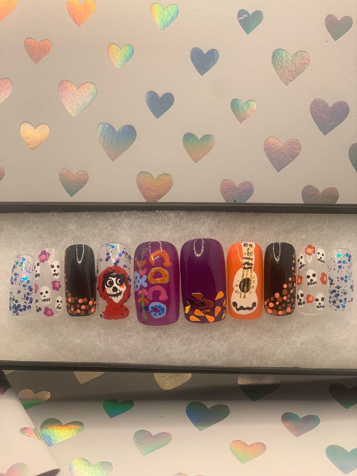 Coco Inspired Nails / Disney/ Land of the Dead/ Fake Nails Etsy