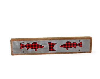 PREIS TROPFEN!! Minnesota Walleye Cabin or Lodge Schild - Metall auf Holz - Northwoods Collection