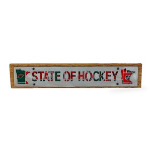 PRICE DROP!! Minnesota Wild State of Hockey Rustic Large Sign - Metal on Wood - Fan Series