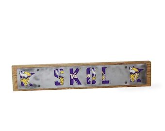 Minnesota Vikings SKOL Football Large Sign - Metal on Wood - Fan Series