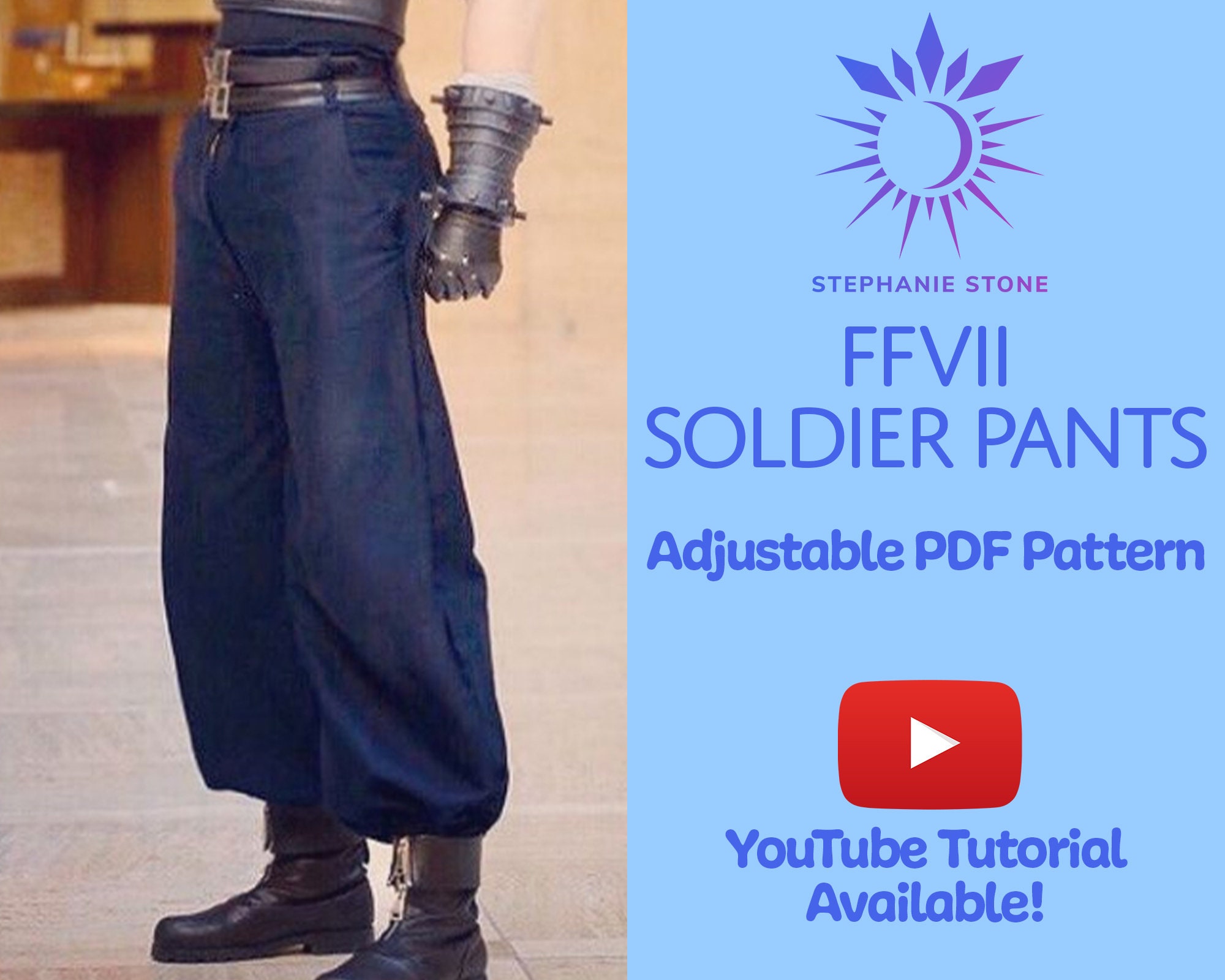 FFVII Cloud Strife Zack Fair Shinra SOLDIER Pants Pattern 