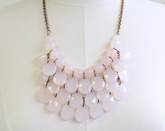 Pale Pink Teardrop Bead Bib Necklace