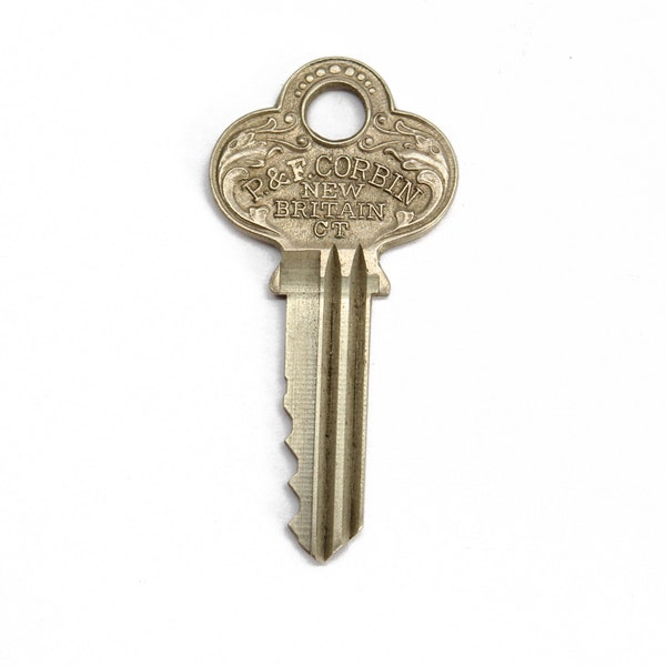 P&F Corbin Key with Open Back Side For Stamping, One Ornate Fancy Vintage Key, Key Charms, Jewelry Keys, Keys to Stamp, Key Necklace