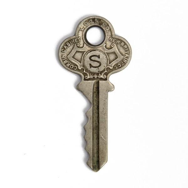 Vintage Corbin S Key, One Ornate Fancy Vintage Key, Key Charms, Jewelry Keys, Keys to Stamp, Key Necklace