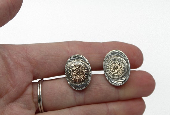 Silver and Gold Cufflinks, Vintage Mexico Silver … - image 6