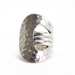 Sterling Silver Buckle Ring, Size 7.25, Vintage Silver Jewelry