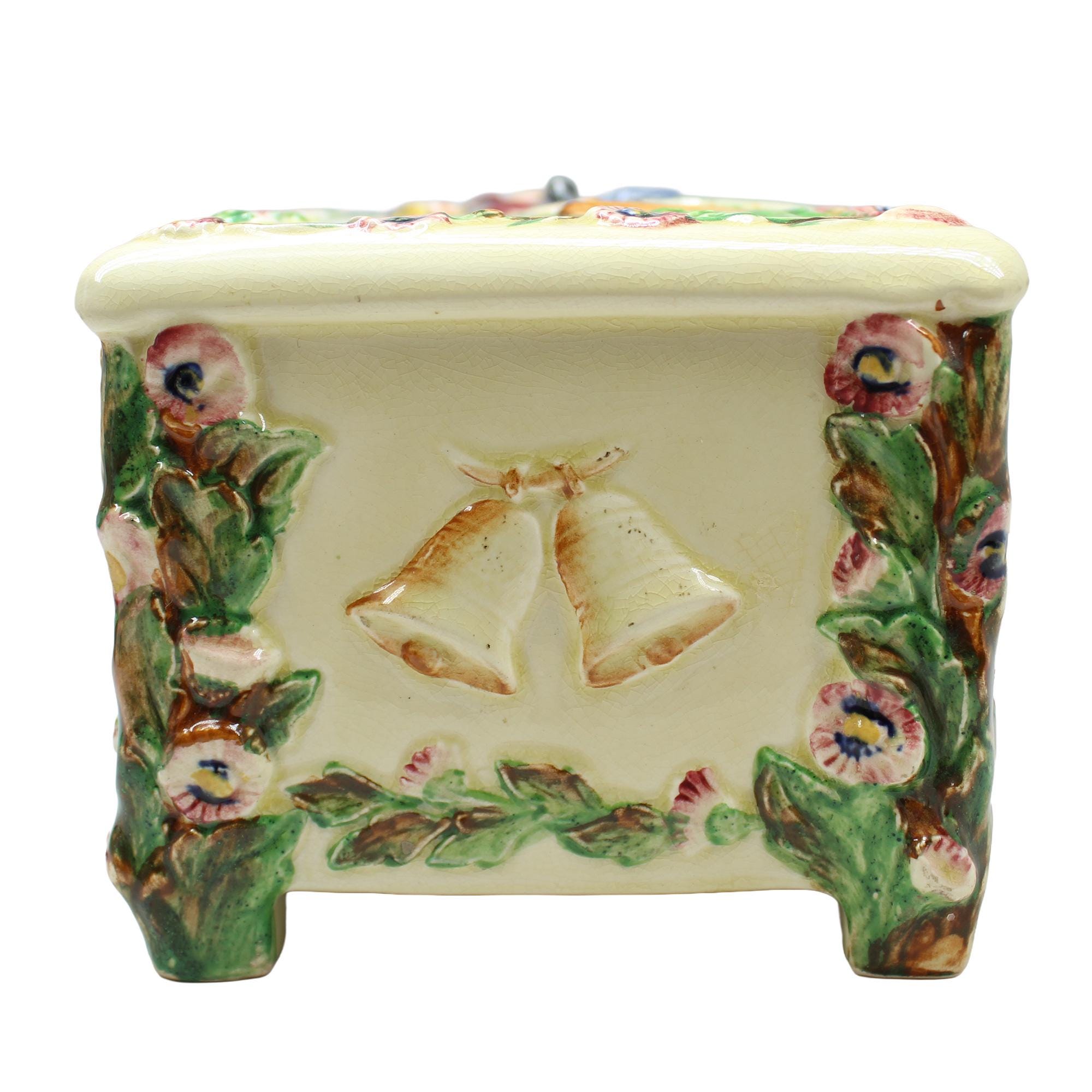 Crown Devon Daisy Bell Ceramic Cigarette Box, Vintage 1930s