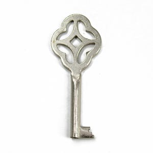 Ornate Steel Skeleton Key, Hollow Barrel, Furniture Trunk Key