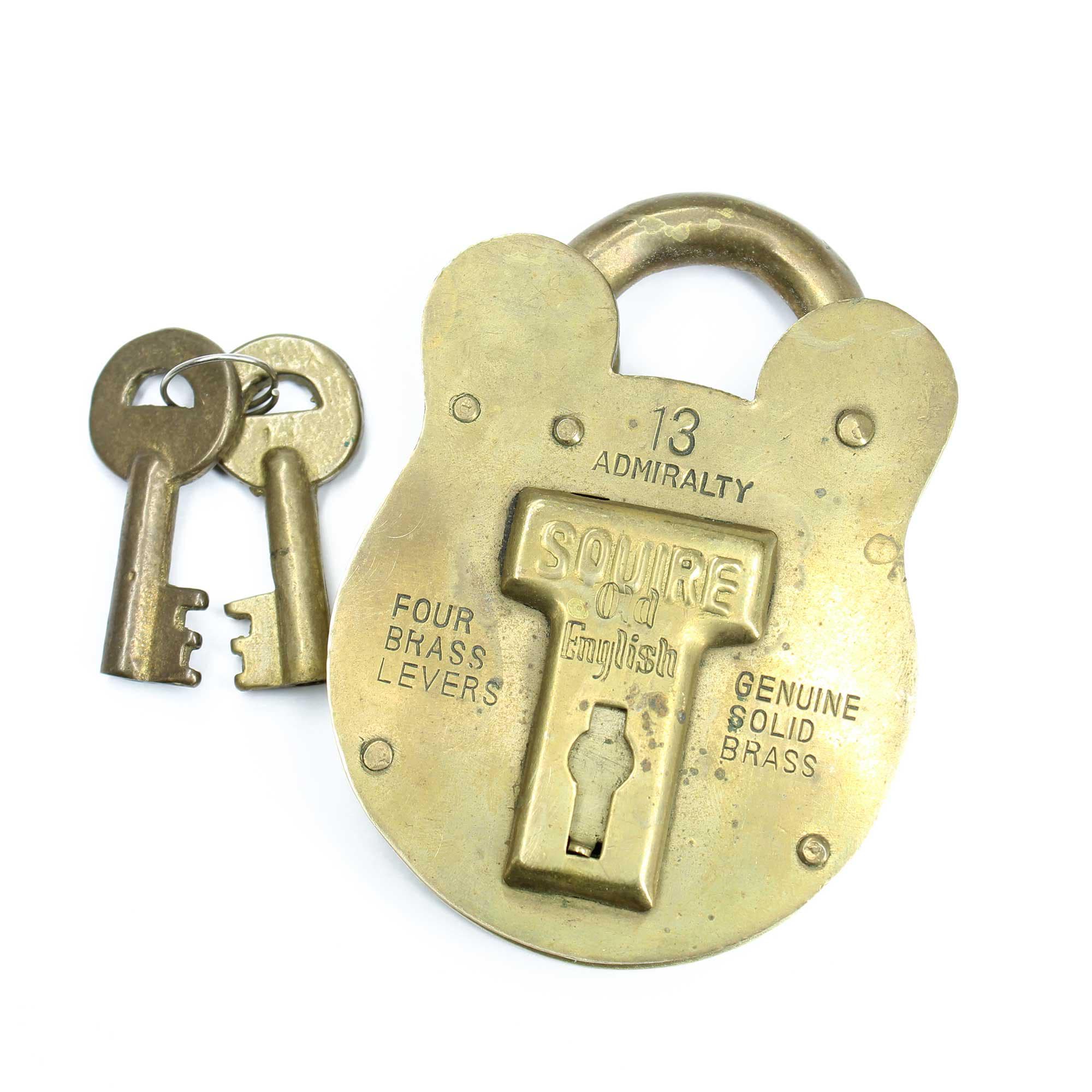 Vintage Squire Old English Padlock, Solid Brass, Movie Props