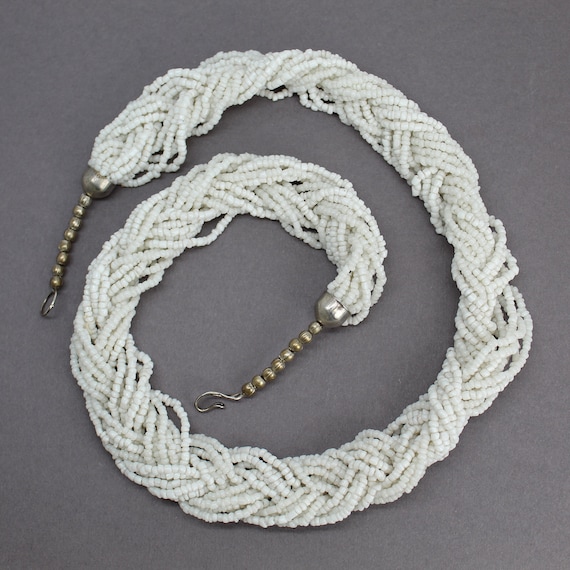 Off White Multi Strand Seed Bead Necklace, 27 Inc… - image 1