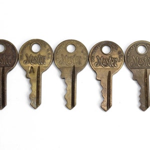 Vintage hoofdsleutels, lot van 7, antieke sleutel gemaakt in Milwaukee, WIS, VS, Master Lock Co