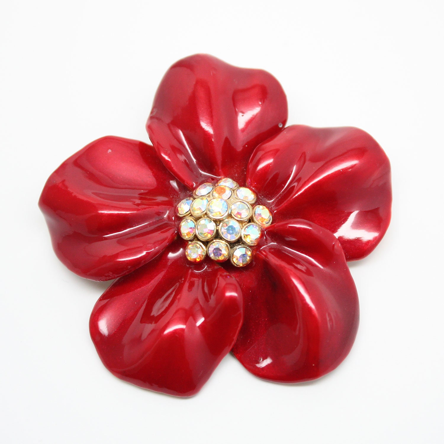 brooches and earrings Beautiful vintage red rhinestone enamel jewelry lot estate jewelry
