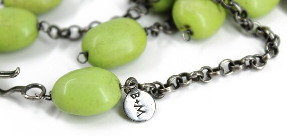 Vintage Lime Green Turquoise Dangle Necklace and … - image 6