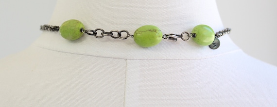 Vintage Lime Green Turquoise Dangle Necklace and … - image 2