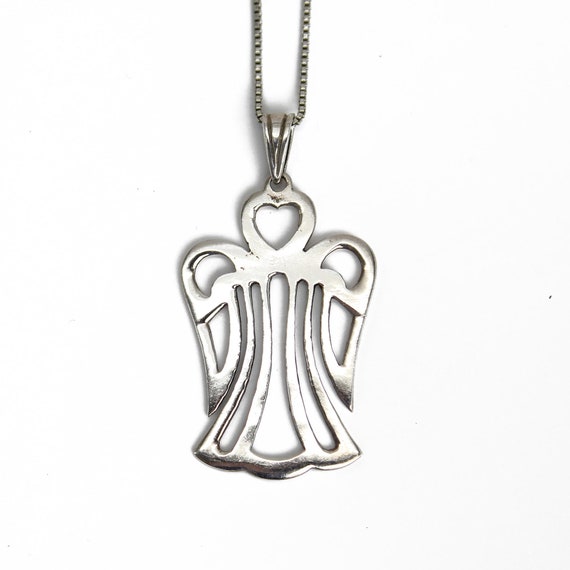 Vintage Sterling Silver Angel Pendant Necklace, Vi