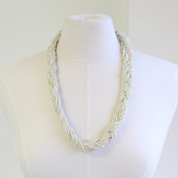 Off White Multi Strand Seed Bead Necklace, 27 Inc… - image 2