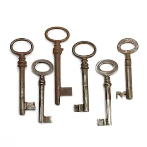 Llaves de esqueleto vintage, juego de 6 llaves para joyería y arte alterado, llaves antiguas, artículos steampunk