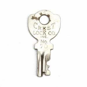 Crest Lock Co Key No 70, Antique Luggage Trunk Steamer Key