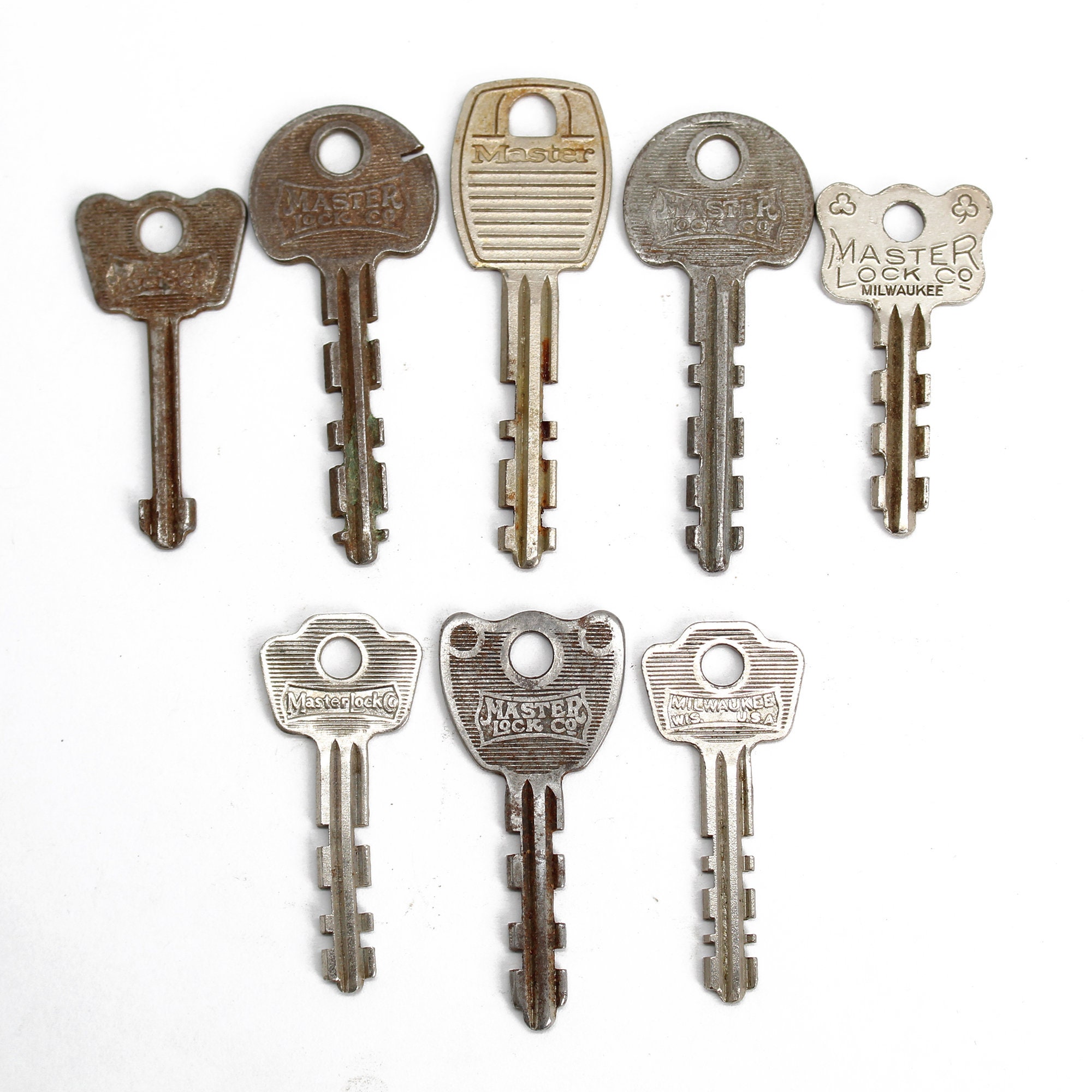 Master Lock Co Keys, Lot of 8 Sawtooth Keys, Milwaukee WIS. USA