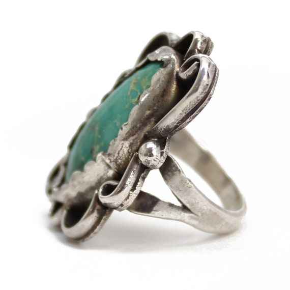 Vintage Handmade Green Turquoise Ring, 5.75 US, S… - image 2