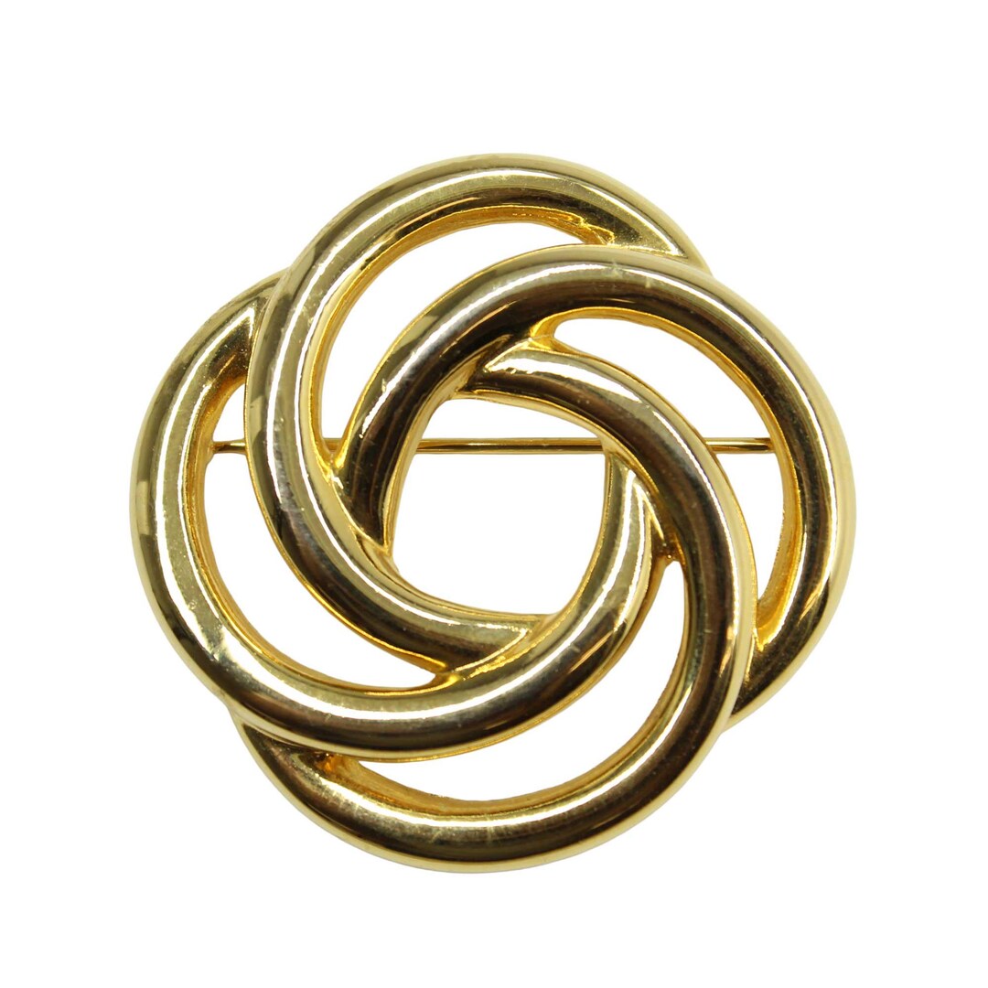 Gold Tone Interlocking Circles Brooch: Elegant Monet-inspired Classic ...