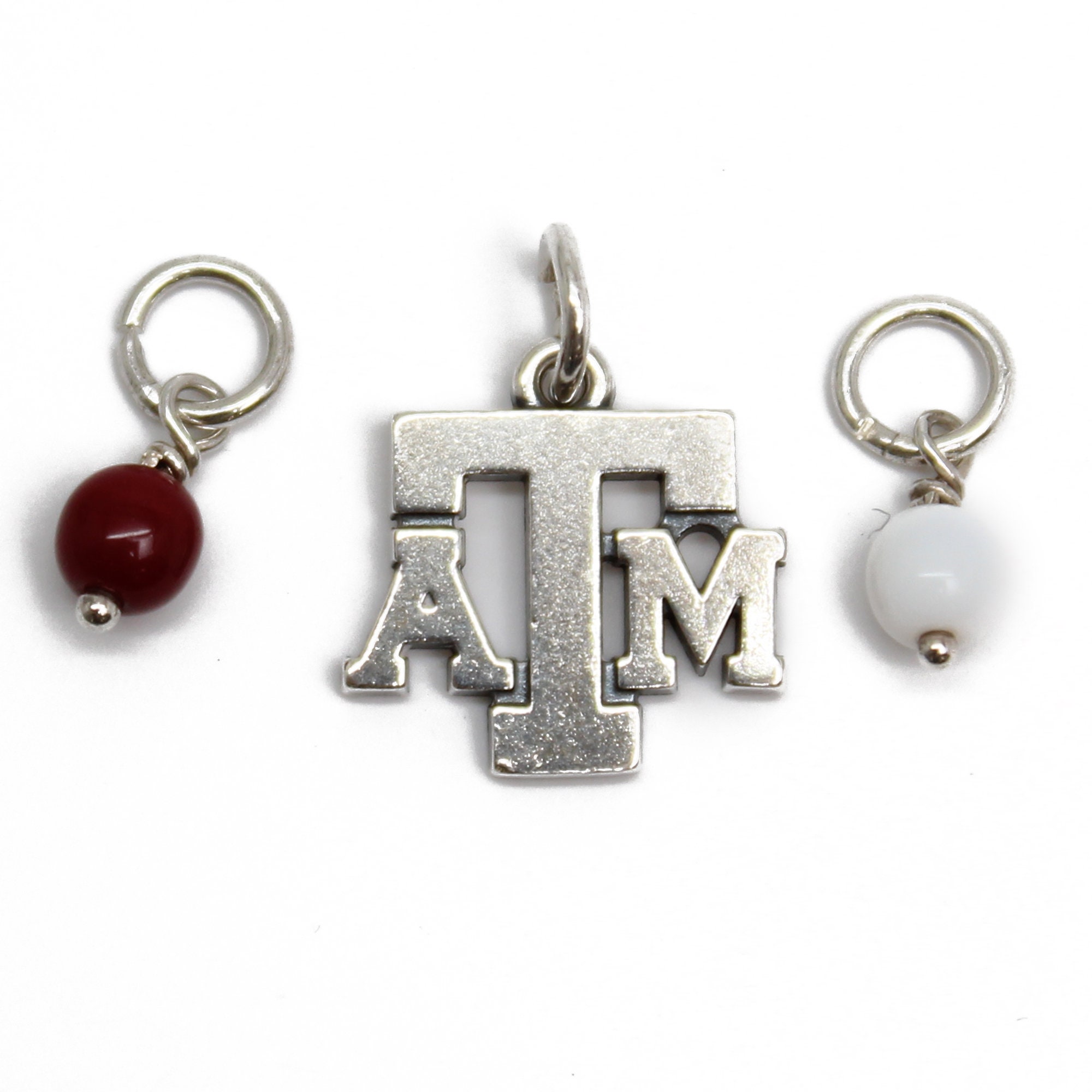 James Avery Texas A M Charm With Maroon and White Bead Charms