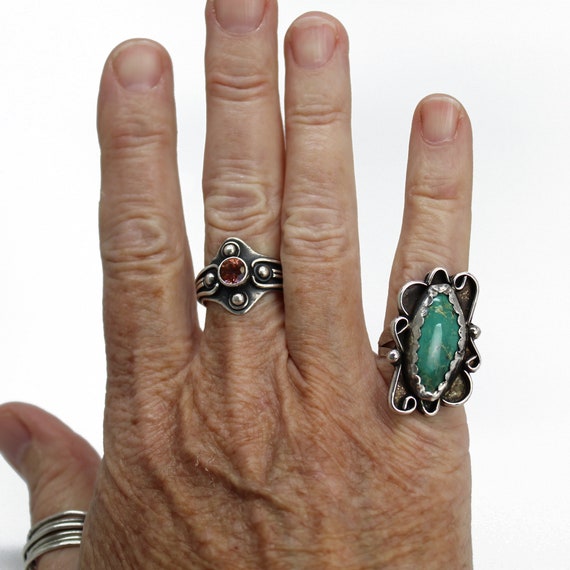 Vintage Handmade Green Turquoise Ring, 5.75 US, S… - image 7