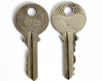 Two Independent Lock Keys, ILCO, Old Made in the USA Key, Charm Keys