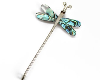 Alpaca Silver and Abalone Dragon Fly Brooch Alpaca Mexico