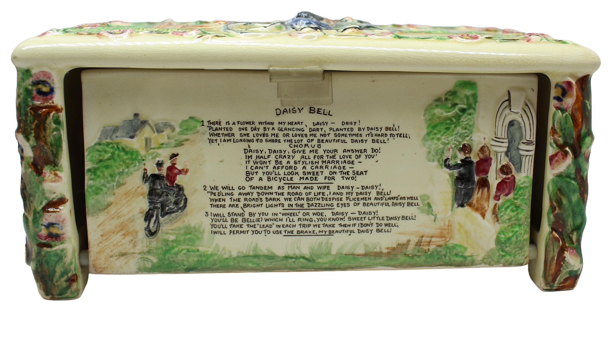 Crown Devon Daisy Bell Ceramic Cigarette Box, Vintage 1930s