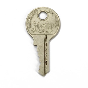 Vintage Master Lock-sleutel, antieke sleutel gemaakt in Milwaukee, WIS, VS, Master Lock Co, Milwaukee gemaakt, industrieel ontwerp, vintage hardware