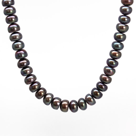 Dark Grey Pearl Necklace Strand 16 