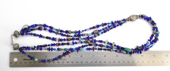 Cobalt Blue Trade Bead Necklace, Vintage Multi St… - image 7