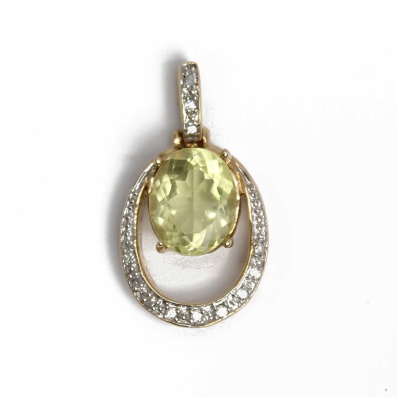 Vintage 10K Yellow Gold Citrine Pendant Signed SJ - image 2