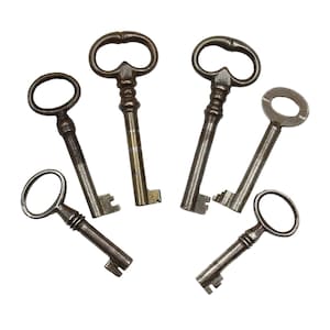 Set of 6 Vintage Skeleton Keys, Antique-Style Hollow Barrel Keys for Crafts, Décor, Jewelry, Steampunk Projects, Rustic Wedding Favor